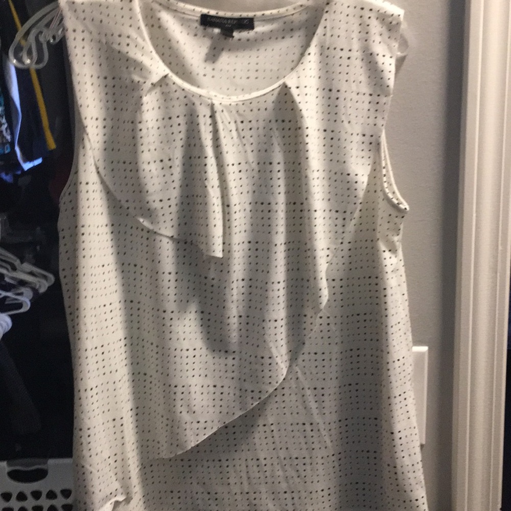 White and black print pink tank